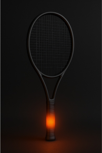 Kowala Grips glowing on a tennis racket